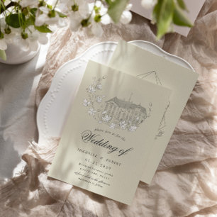 Invitation Vintage Flore esquissée Destination Mariage