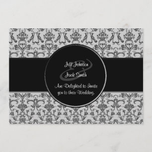 Invitation Vintage Florentine Damask (noir) (Mariage)