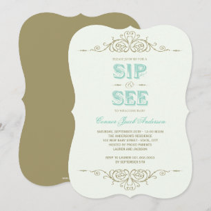 Invitation Vintage Flourish Élégant Nouvel Enfant Garçon Sip 