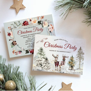 Invitation Vintage Forest Deer Russe Noël Party