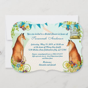 Invitation Vintage Fox Bunting Garden Fêtes des mariées Invit