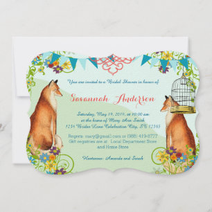 Invitation Vintage Fox Bunting Garden Fêtes des mariées Invit