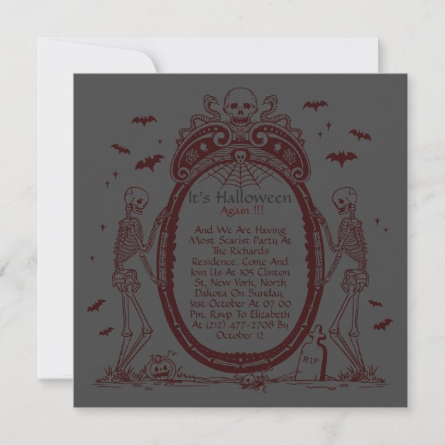 Invitation Vintage Frame Black Halloween (Devant)