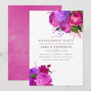 Invitation Vintage Fuchsia et Purple Shabby
