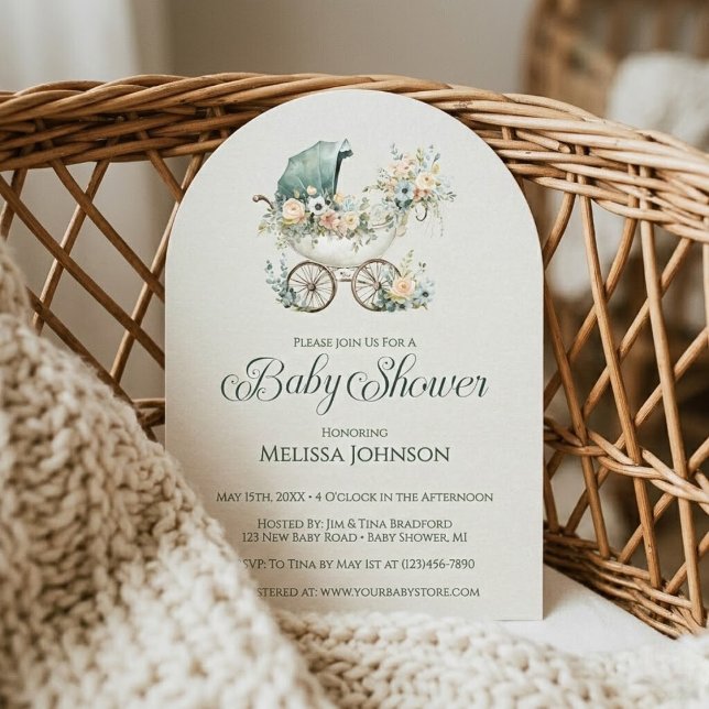 Invitation Vintage Garden Floral Baby Shower (Vintage Garden Floral Baby Shower Invitation)