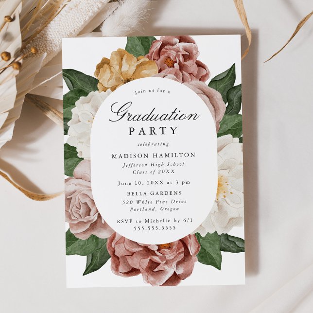 Invitation Vintage Garden Floral Frame Graduation Party (Créateur téléchargé)