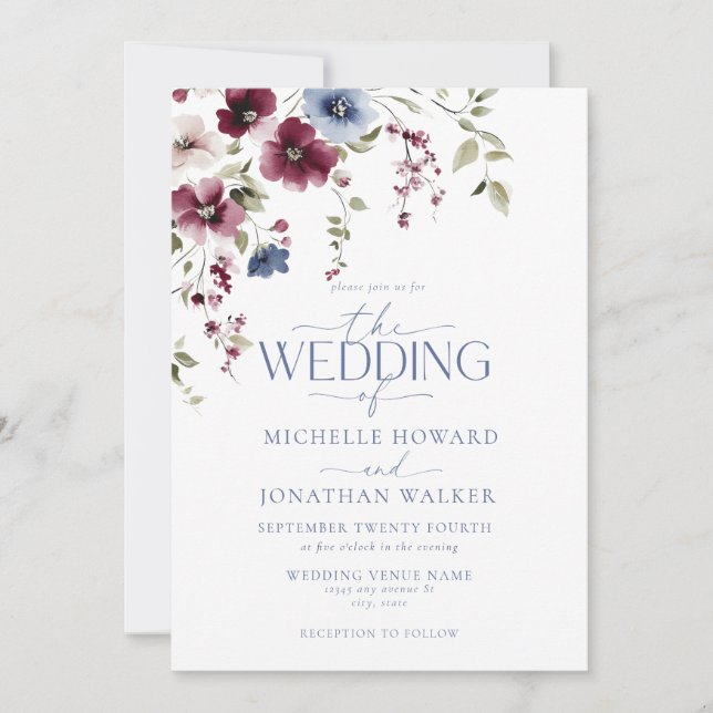 Invitation Vintage Garden Floral Mariage (Devant)