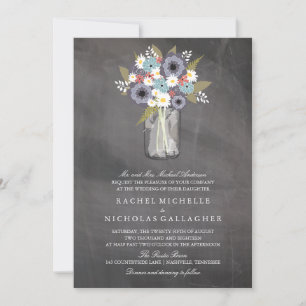 Invitation Vintage Garden Floral Mason   Mariage