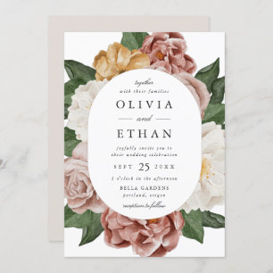 Invitation Vintage Garden Floral Oval Frame Mariage