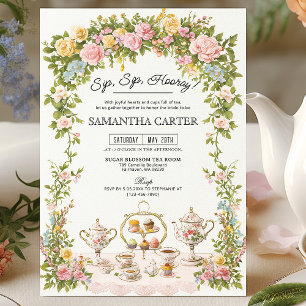 Invitation Vintage Garden Floral Tea Party Fête des mariées