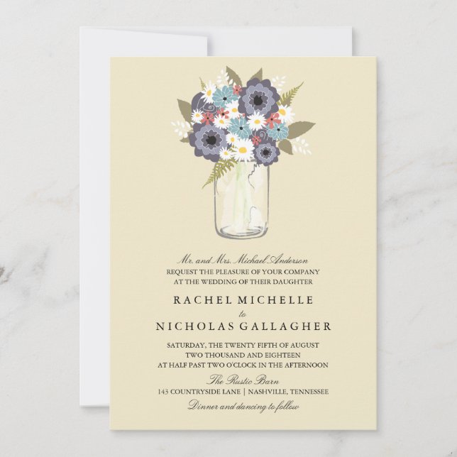 Invitation Vintage Garden Mason | Mariage (Devant)