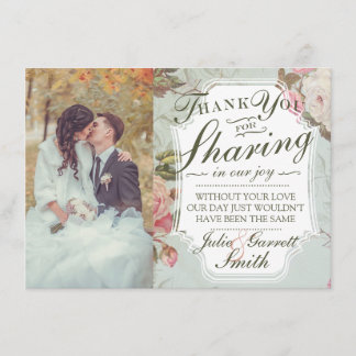 Invitation Vintage Garden Photographie Mariage Merci Note
