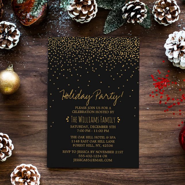 Invitation Vintage Glam Black & Gold Holiday Party (Créateur téléchargé)