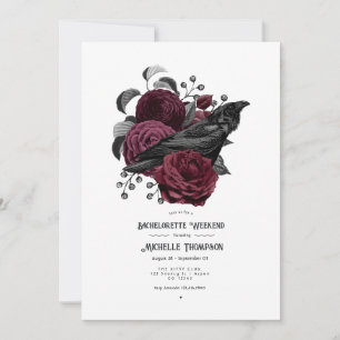 Invitation Vintage Glam Bourgogne Floral Gothique Bachelorett