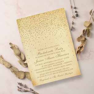 Invitation Vintage Glam Or Confettis Enterrement de Vie de Je