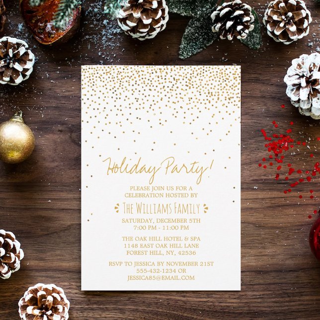 Invitation Vintage Glam White & Gold Holiday Party (Créateur téléchargé)