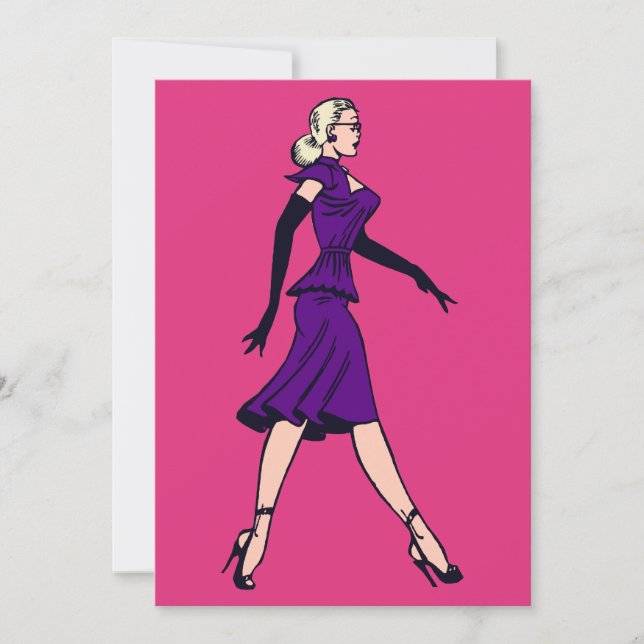 Invitation Vintage Glamor Girl, Retro Blond Secrétaire (Devant)