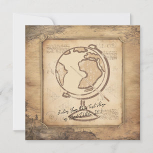 Invitation Vintage Globe. Géographie et histoire Cadeau de l'