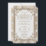 Invitation Vintage Gold Art déco Grand Mariage des années 20<br><div class="desc">Art déco glamour Grande décoration de style. Il présente un style Art déco, une forme en faux or avec un aspect 3D et des ornements, sur un arrière - plan texturé blanc. Utilisez l'outil Personnaliser pour ajouter vos informations. Pour les articles correspondants, veuillez visiter ma collection de styles Art déco...</div>