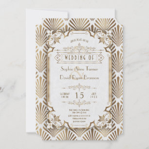 Invitation Vintage Gold Art déco Grand Mariage des années 20