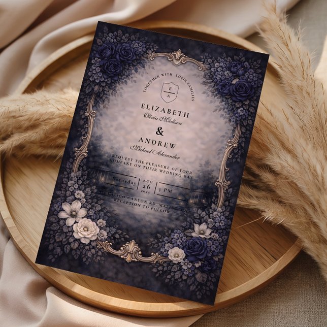 Invitation Vintage Gold Floral Wedding (Créateur téléchargé)