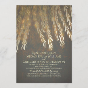 Invitation Vintage Gold Foil Effet Willow Tree Mariage