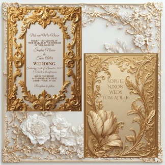 Invitation Vintage Gold Ornate French Heritage Floral Wedding
