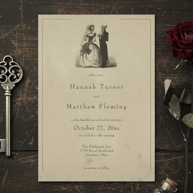 Invitation Vintage Gothic Black Toile Tan Wedding (Créateur téléchargé)