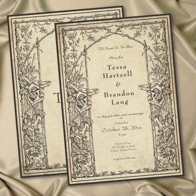 Invitation Vintage Gothic Medieval Vine Parchment Wedding (Vintage Gothic Medieval Vine Parchment Wedding Invitation)