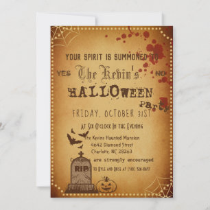 Invitation Vintage gothique cimetière de peur Bloody Hallowee