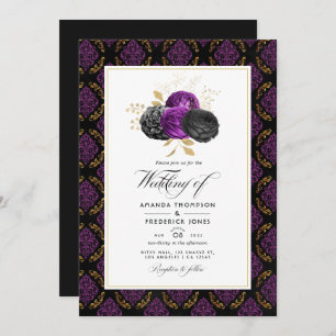 Invitation Vintage Gothique Floral Mariage Photo