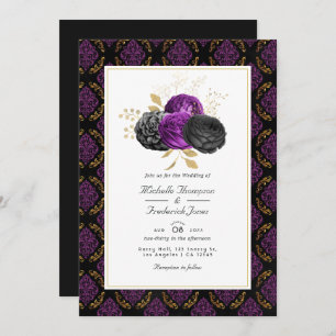 Invitation Vintage gothique Floral QR Code Mariage RSVP