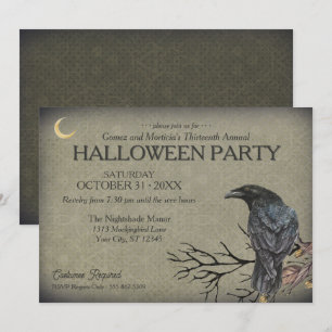 Invitation Vintage Gothique Raven Halloween Party
