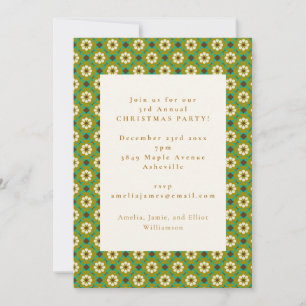 Invitation Vintage Green Boho Floral Fête de Noël
