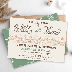 Invitation Vintage Green Rodeo Wild et trois 3e anniversaire