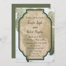Vintage Green World Voyage thème mariage