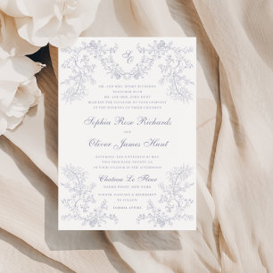 Invitation Vintage Grey Chinoiserie Mariage