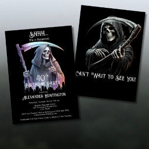 Invitation Vintage Grim Reaper Surprise 40e fête d'anniversai
