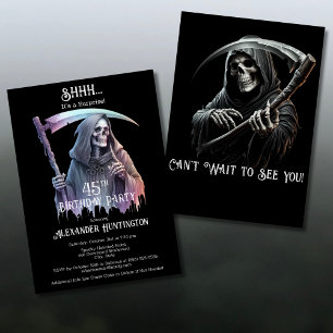 Invitation Vintage Grim Reaper Surprise 45e fête d'anniversai