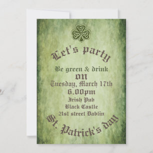 Invitation Vintage grundge irlandais shamrock chanceux