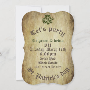 Invitation Vintage grundge shamrock irlandais tendance