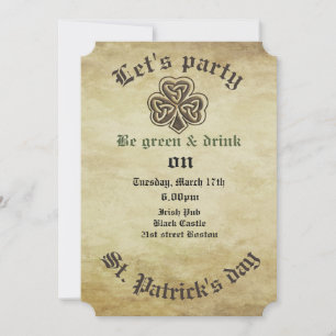 Invitation Vintage grundge shamrock irlandais tendance