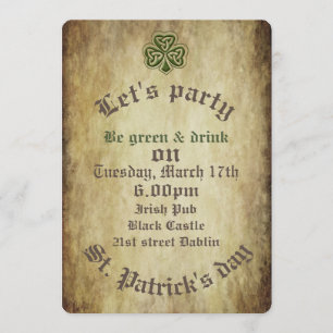 Invitation Vintage grundge shamrock irlandais tendance