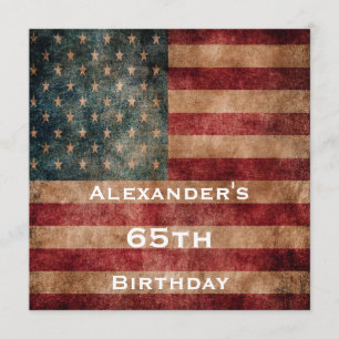 Invitation Vintage Grunge USA Stars & Stripes 65e anniversair