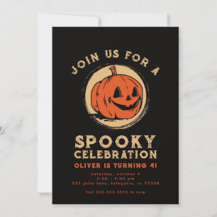 Invitation Vintage Halloween Citrouille fête d'anniversaire