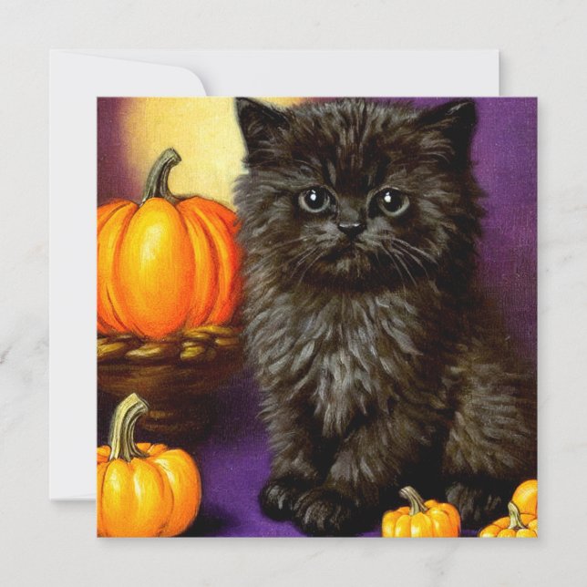 Invitation Vintage Halloween Kitten (Devant)