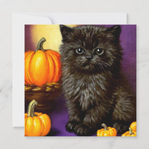 Invitation Vintage Halloween Kitten
