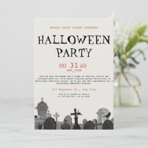 Invitation Vintage Halloween Terror Party, Halloween modifiab