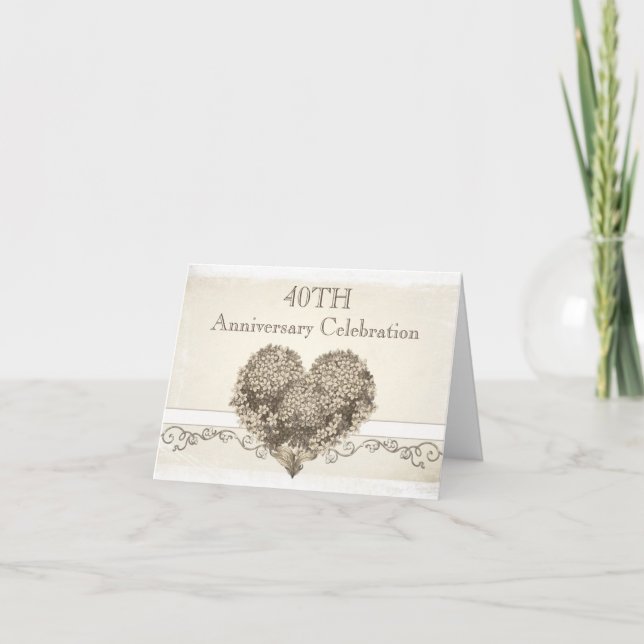 Invitation vintage happy anniversary greeting card (Devant)