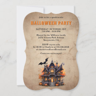 Invitation Vintage Haunted House Ghost Halloween Party